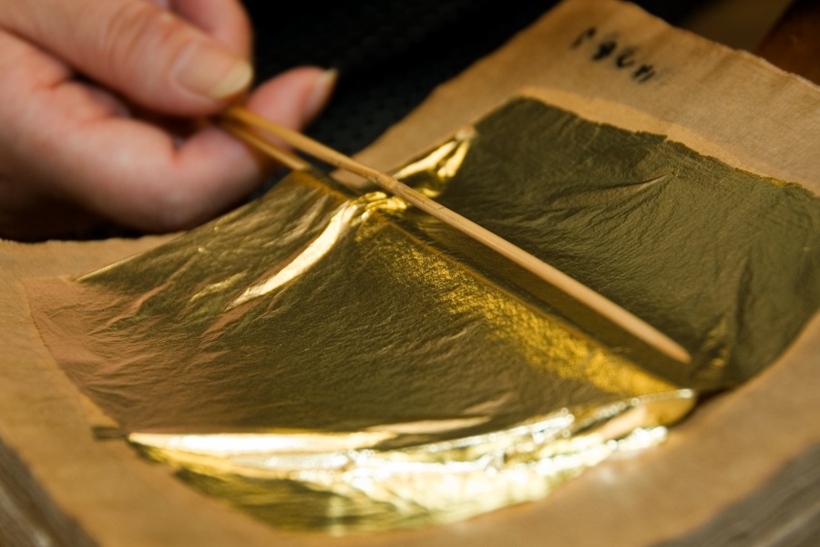 Gold leaf application - a must-try when you come to Kanazawa!