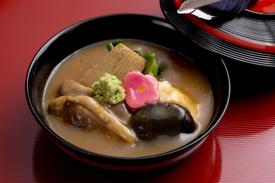 Jibuni (duck, wheat gluten, and vegetable stew), signature dish of Kaga cuisine