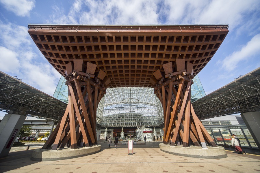 Kanazawa Station’s Tsuzumi-mon Gate was inspired by the drums used in Noh theater