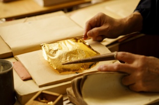 Gold leaf application - a must-try when you come to Kanazawa!