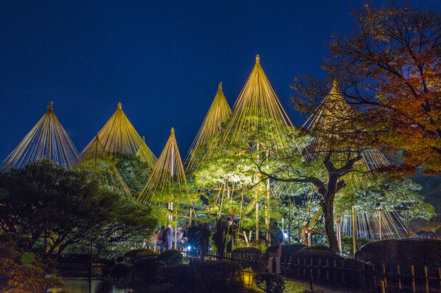 Illuminazione del Castello di Kanazawa e del Giardino Kenrokuen durante l'autunno